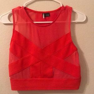 Bright coral crop top, NEVER WORN